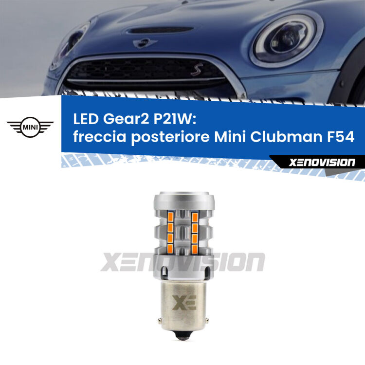 FINE SERIE: NO GARANZIA <strong>Freccia posteriore LED no-spie per Mini Clubman</strong> F54 faro esterno. Lampada <strong>P21W</strong> modello Gear2 no Hyperflash.