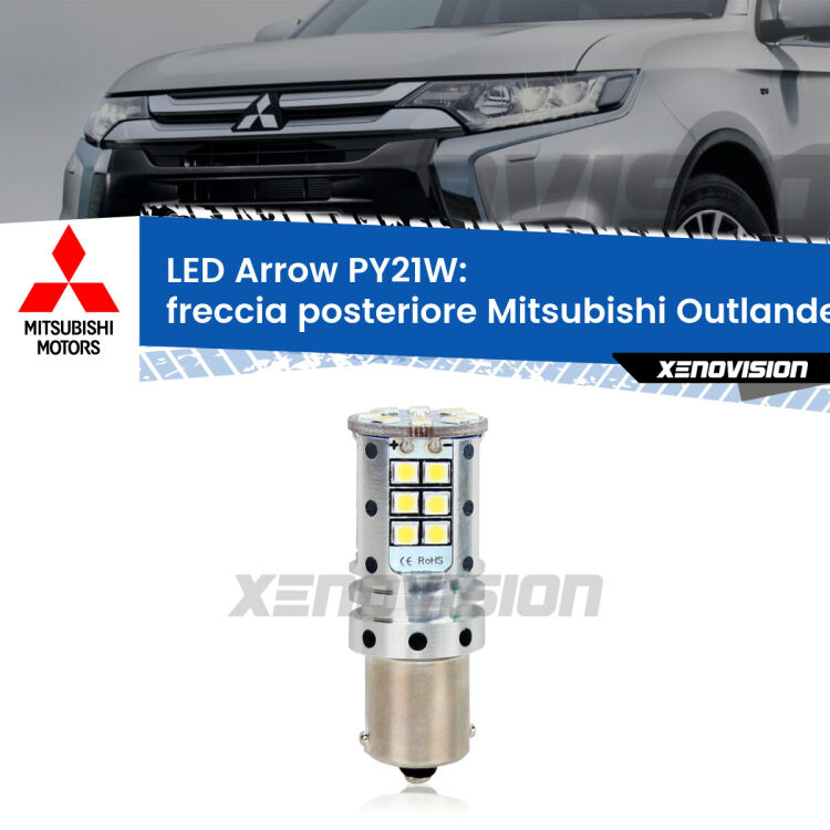 <strong>Freccia posteriore LED no-spie per Mitsubishi Outlander III</strong> GF 2012 - 2020. Lampada <strong>PY21W</strong> modello top di gamma Arrow.