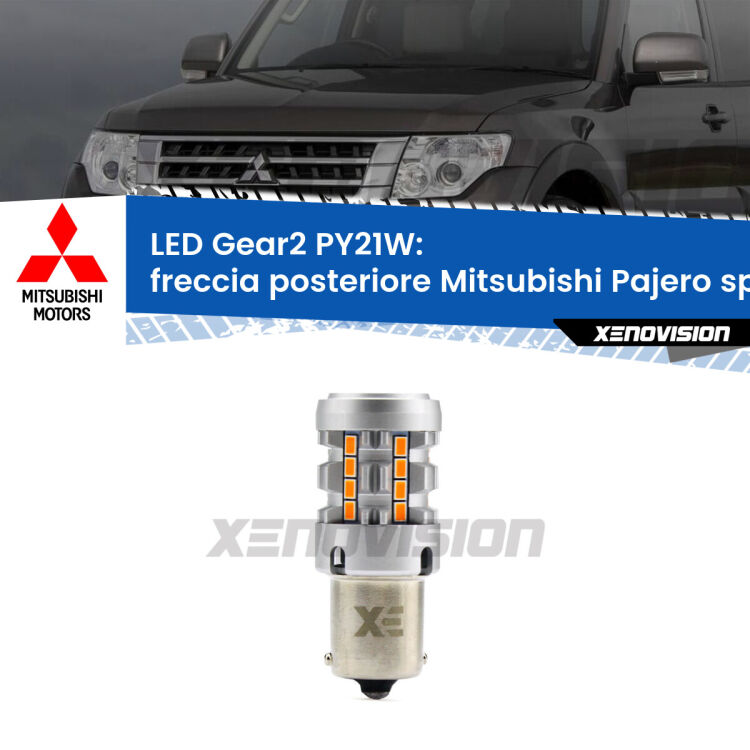 FINE SERIE: NO GARANZIA <strong>Freccia posteriore LED no-spie per Mitsubishi Pajero sport II</strong>  2008 - 2015. Lampada <strong>PY21W</strong> modello Gear2 no Hyperflash.