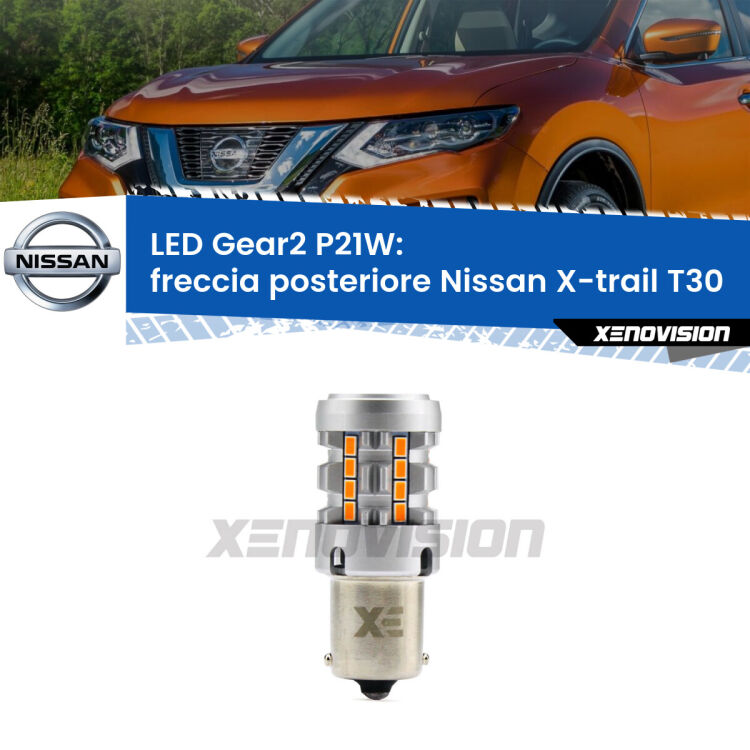 FINE SERIE: NO GARANZIA <strong>Freccia posteriore LED no-spie per Nissan X-trail</strong> T30 2001 - 2007. Lampada <strong>P21W</strong> modello Gear2 no Hyperflash.