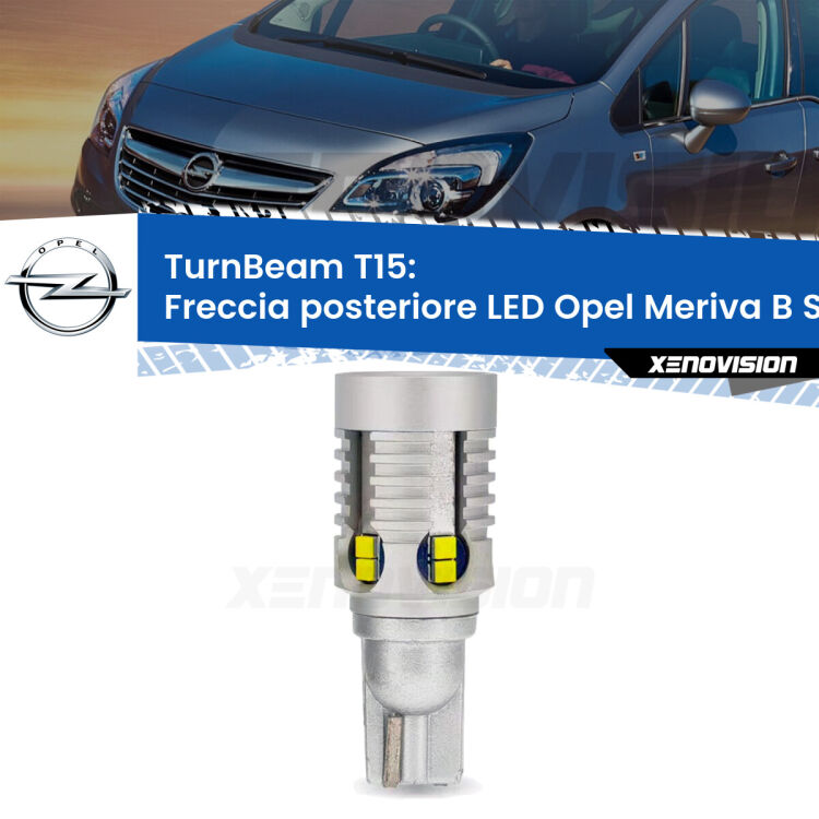 <strong>LED freccia posteriore Opel Meriva B </strong>S10. Una lampada LED T15 per Frecce, ottima resa in ogni direzione, Qualità Massima.