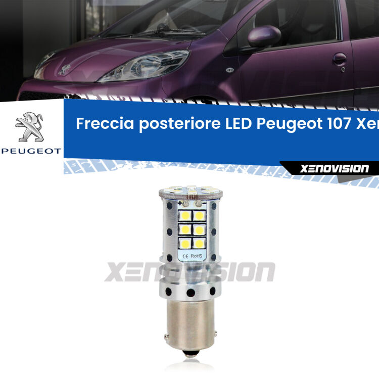 <strong>LED </strong><strong>P21W</strong><strong> p</strong><strong><strong>e</strong>r freccia posteriore Peugeot 107</strong>. 8x volte più luce, No Hyperflash, dimensioni compatte. Qualità Massima.