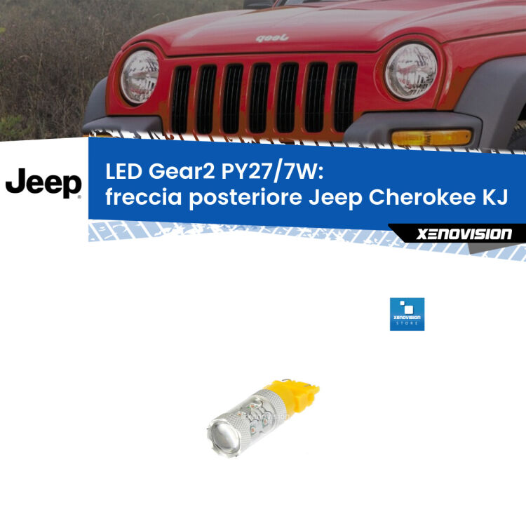 <strong>Freccia posteriore LED per Jeep Cherokee</strong> KJ 2002 - 2007. Lampada <strong>PY27/7W</strong> non canbus.