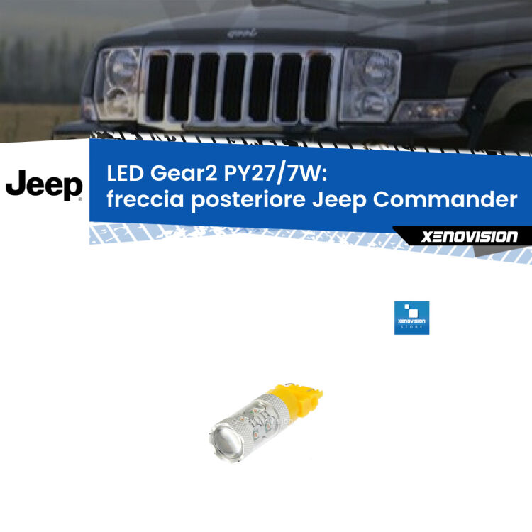 <strong>Freccia posteriore LED per Jeep Commander</strong>  2005 - 2010. Lampada <strong>PY27/7W</strong> non canbus.