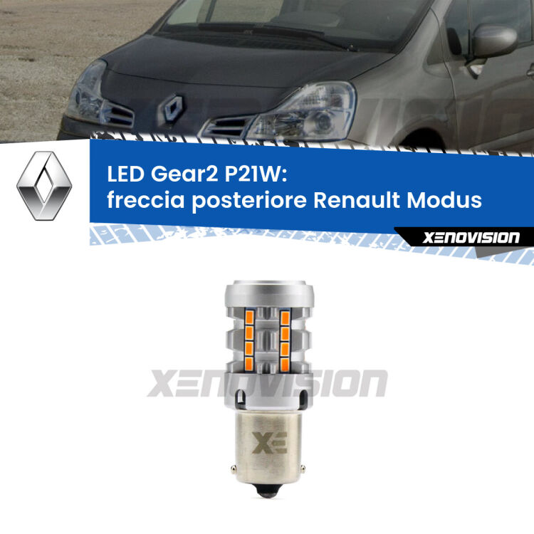 FINE SERIE: NO GARANZIA <strong>Freccia posteriore LED no-spie per Renault Modus</strong>  2004 - 2012. Lampada <strong>P21W</strong> modello Gear2 no Hyperflash.