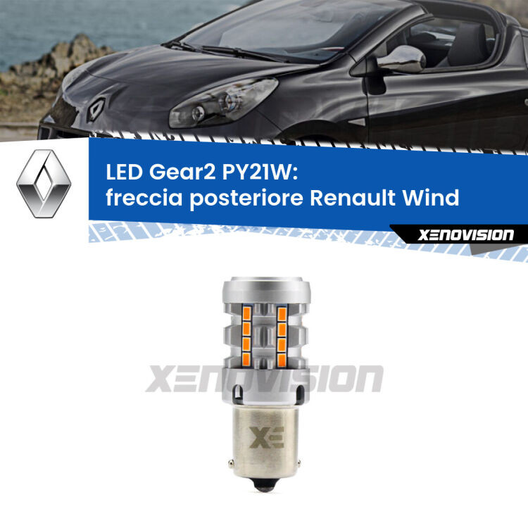 FINE SERIE: NO GARANZIA <strong>Freccia posteriore LED no-spie per Renault Wind</strong>  2010 - 2013. Lampada <strong>PY21W</strong> modello Gear2 no Hyperflash.