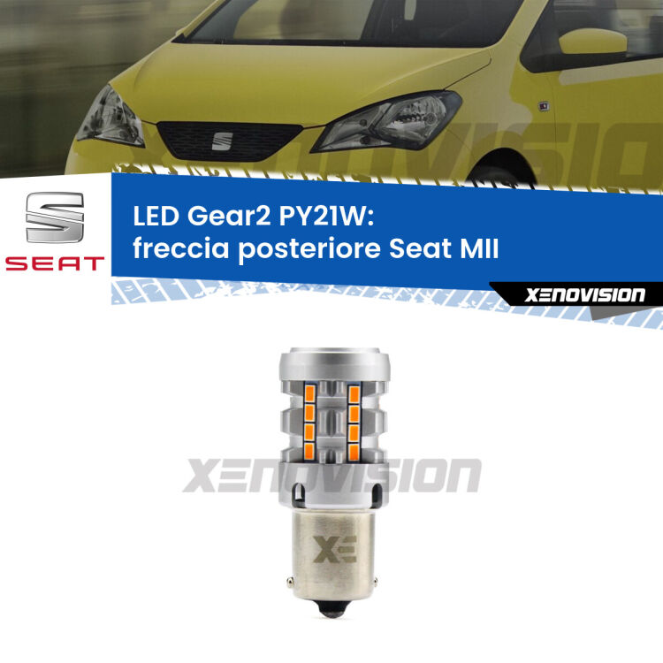 FINE SERIE: NO GARANZIA <strong>Freccia posteriore LED no-spie per Seat MII</strong>  2011 - 2021. Lampada <strong>PY21W</strong> modello Gear2 no Hyperflash.