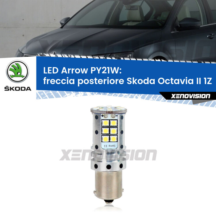 <strong>Freccia posteriore LED no-spie per Skoda Octavia II</strong> 1Z 2004 - 2013. Lampada <strong>PY21W</strong> modello top di gamma Arrow.