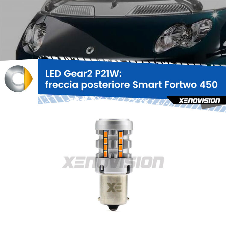 FINE SERIE: NO GARANZIA <strong>Freccia posteriore LED no-spie per Smart Fortwo</strong> 450 2004 - 2007. Lampada <strong>P21W</strong> modello Gear2 no Hyperflash.