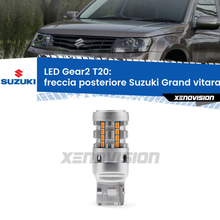 FINE SERIE: NO GARANZIA <strong>Freccia posteriore LED no-spie per Suzuki Grand vitara I</strong> FT, HT 1998 - 2006. Lampada <strong>T20</strong> modello Gear2 no Hyperflash.