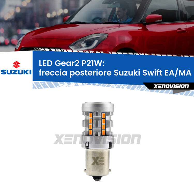 FINE SERIE: NO GARANZIA <strong>Freccia posteriore LED no-spie per Suzuki Swift</strong> EA/MA 1989 - 2003. Lampada <strong>P21W</strong> modello Gear2 no Hyperflash.