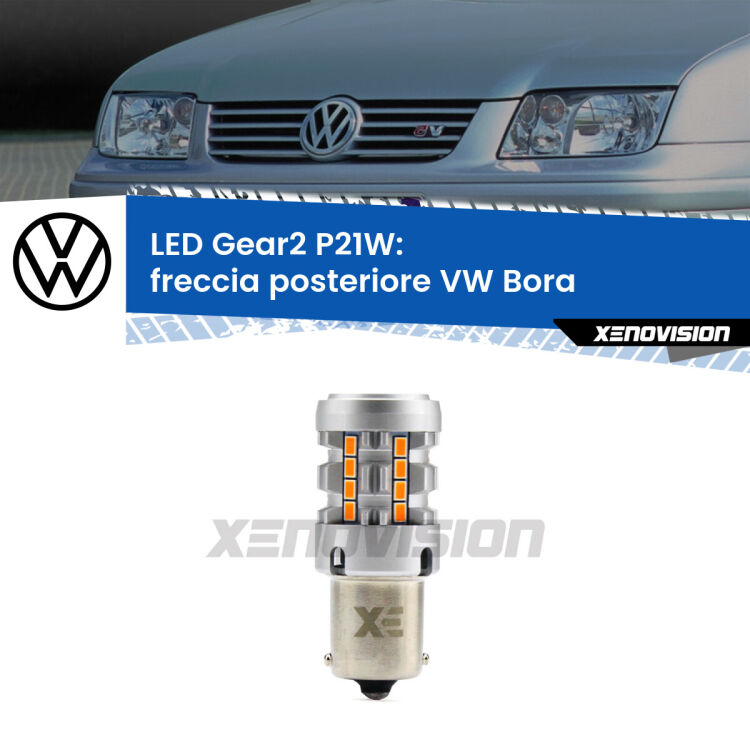 FINE SERIE: NO GARANZIA <strong>Freccia posteriore LED no-spie per VW Bora</strong>  1999 - 2006. Lampada <strong>P21W</strong> modello Gear2 no Hyperflash.