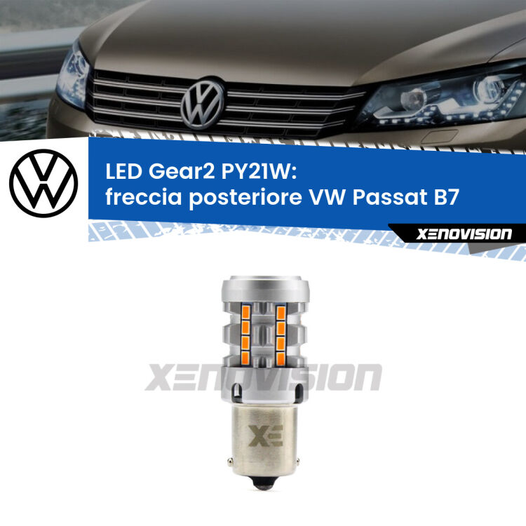 FINE SERIE: NO GARANZIA <strong>Freccia posteriore LED no-spie per VW Passat</strong> B7 2010 - 2014. Lampada <strong>PY21W</strong> modello Gear2 no Hyperflash.