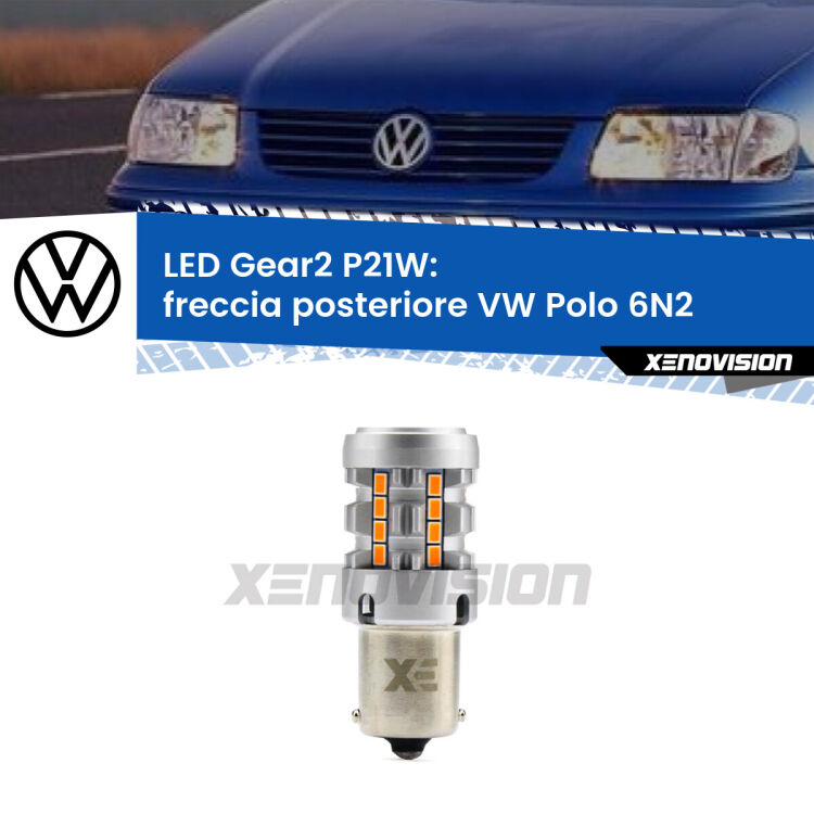 FINE SERIE: NO GARANZIA <strong>Freccia posteriore LED no-spie per VW Polo</strong> 6N2 1999 - 2001. Lampada <strong>P21W</strong> modello Gear2 no Hyperflash.