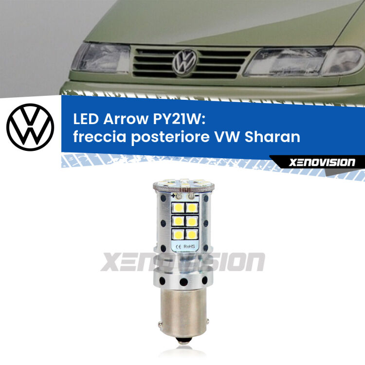 <strong>Freccia posteriore LED no-spie per VW Sharan</strong>  faro bianco. Lampada <strong>PY21W</strong> modello top di gamma Arrow.