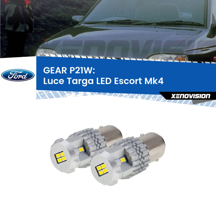 <strong>LED </strong><strong>Luce Targa Ford Escort (Mk4) 1990 - 2000</strong> . Due lampade LED P21W effetto Stealth, ottima resa in ogni direzione, Qualità Massima.