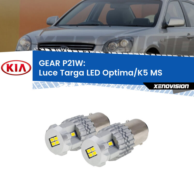 <strong>LED </strong><strong>Luce Targa KIA Optima/K5 (MS) 2000 - 2004</strong> . Due lampade LED P21W effetto Stealth, ottima resa in ogni direzione, Qualità Massima.