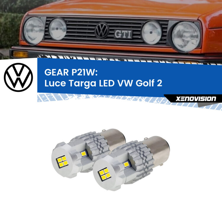 <strong>LED </strong><strong>Luce Targa VW Golf 2  Versione 2</strong> . Due lampade LED P21W effetto Stealth, ottima resa in ogni direzione, Qualità Massima.