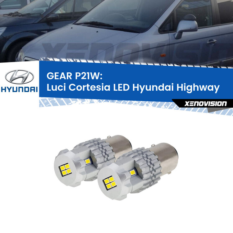 <strong>LED </strong><strong>Luci Cortesia Hyundai Highway  anteriori restyling</strong> . Due lampade LED P21W effetto Stealth, ottima resa in ogni direzione, Qualità Massima.