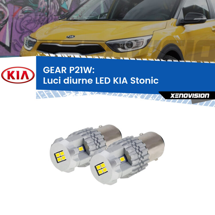 <strong>LED </strong><strong>Luci diurne KIA Stonic  a parabola singola</strong> . Due lampade LED P21W effetto Stealth, ottima resa in ogni direzione, Qualità Massima.