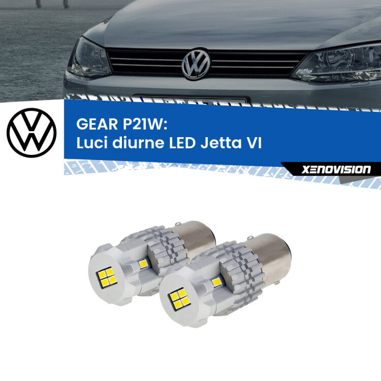 <strong>LED </strong><strong>Luci diurne VW Jetta (VI) 2010 - 2017</strong> . Due lampade LED P21W effetto Stealth, ottima resa in ogni direzione, Qualità Massima.