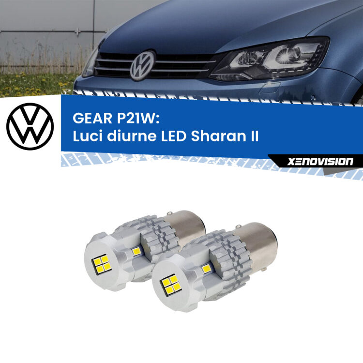 <strong>LED </strong><strong>Luci diurne VW Sharan (II) 2010 - 2019</strong> . Due lampade LED P21W effetto Stealth, ottima resa in ogni direzione, Qualità Massima.