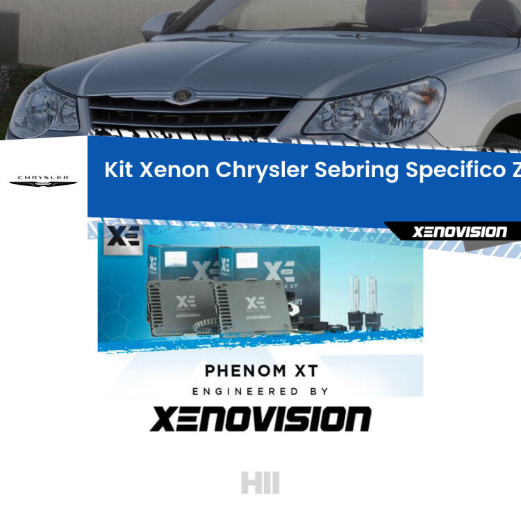 <strong>Kit Xenon </strong><strong>H11 </strong><strong>Professionale</strong> per Chrysler Sebring II (2007 - 2010). Taglio di luce perfetto, zero spie e riverberi. Leggendaria elettronica Canbus Xenovision. Qualità Massima Garantita.