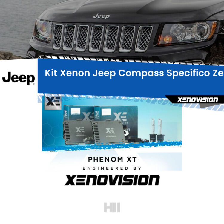 <strong>Kit Xenon </strong><strong>H11 </strong><strong>Professionale</strong> per Jeep Compass  (2011 - 2016). Taglio di luce perfetto, zero spie e riverberi. Leggendaria elettronica Canbus Xenovision. Qualità Massima Garantita.