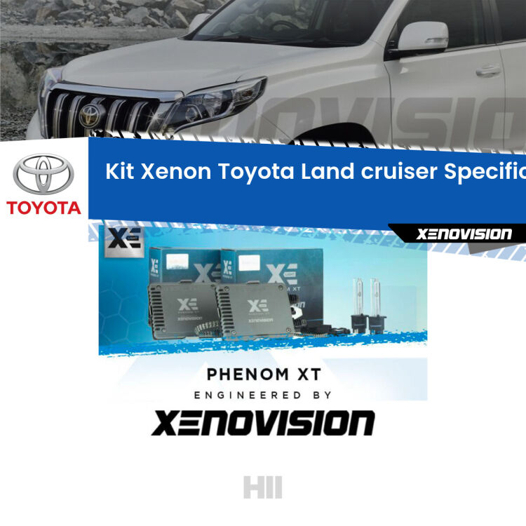 <strong>Kit Xenon </strong><strong>H11 </strong><strong>Professionale</strong> per Toyota Land cruiser J200 (2007 in poi). Taglio di luce perfetto, zero spie e riverberi. Leggendaria elettronica Canbus Xenovision. Qualità Massima Garantita.