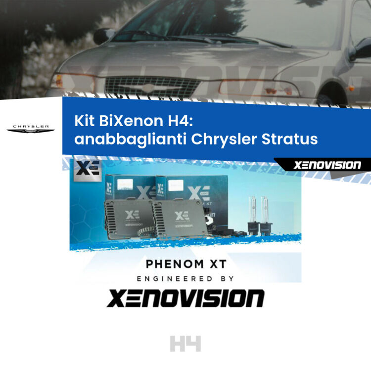 Kit Bixenon professionale H4 per Chrysler Stratus  (1995 - 2001). Taglio di luce perfetto, zero spie e riverberi. Leggendaria elettronica Canbus Xenovision. Qualità Massima Garantita.