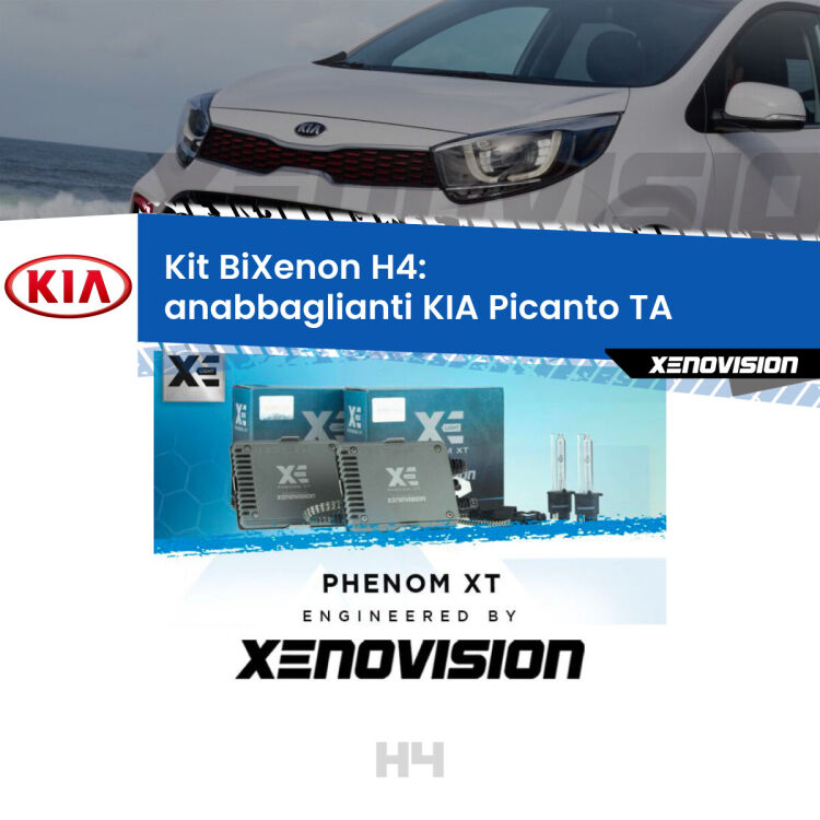 Kit Bixenon professionale H4 per KIA Picanto TA (con fari a parabola). Taglio di luce perfetto, zero spie e riverberi. Leggendaria elettronica Canbus Xenovision. Qualità Massima Garantita.