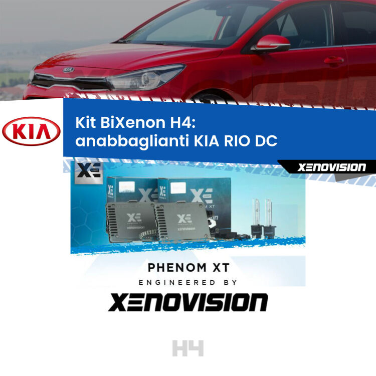 Kit Bixenon professionale H4 per KIA RIO DC (1999 - 2004). Taglio di luce perfetto, zero spie e riverberi. Leggendaria elettronica Canbus Xenovision. Qualità Massima Garantita.