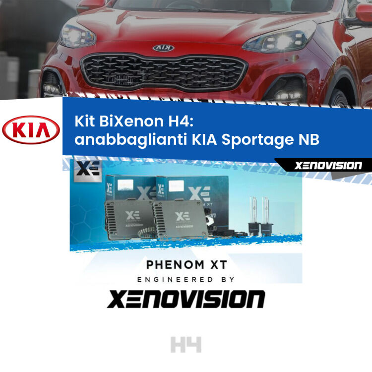 Kit Bixenon professionale H4 per KIA Sportage NB (1993 - 2003). Taglio di luce perfetto, zero spie e riverberi. Leggendaria elettronica Canbus Xenovision. Qualità Massima Garantita.