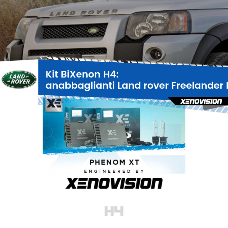 Kit Bixenon professionale H4 per Land rover Freelander L314 (a parabola singola). Taglio di luce perfetto, zero spie e riverberi. Leggendaria elettronica Canbus Xenovision. Qualità Massima Garantita.