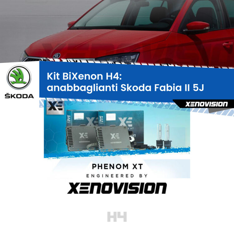 Kit Bixenon professionale H4 per Skoda Fabia II 5J (fari a parabola). Taglio di luce perfetto, zero spie e riverberi. Leggendaria elettronica Canbus Xenovision. Qualità Massima Garantita.