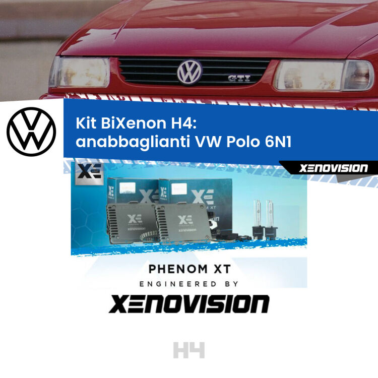 Kit Bixenon professionale H4 per VW Polo 6N1 (1994 - 1998). Taglio di luce perfetto, zero spie e riverberi. Leggendaria elettronica Canbus Xenovision. Qualità Massima Garantita.