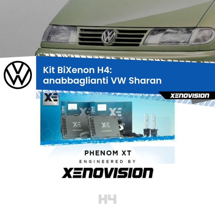 Kit Bixenon professionale H4 per VW Sharan  (a parabola singola). Taglio di luce perfetto, zero spie e riverberi. Leggendaria elettronica Canbus Xenovision. Qualità Massima Garantita.