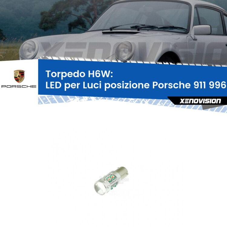 Lampadina LED H6W per <strong>luci posizione Porsche 911 996</strong> (modelli 2002-2005) con 10 chip Led CREE da 5W ciascuno. lluminazione poderosa a 360 gradi, luminosità incredibile. Qualità Massima Garantita.