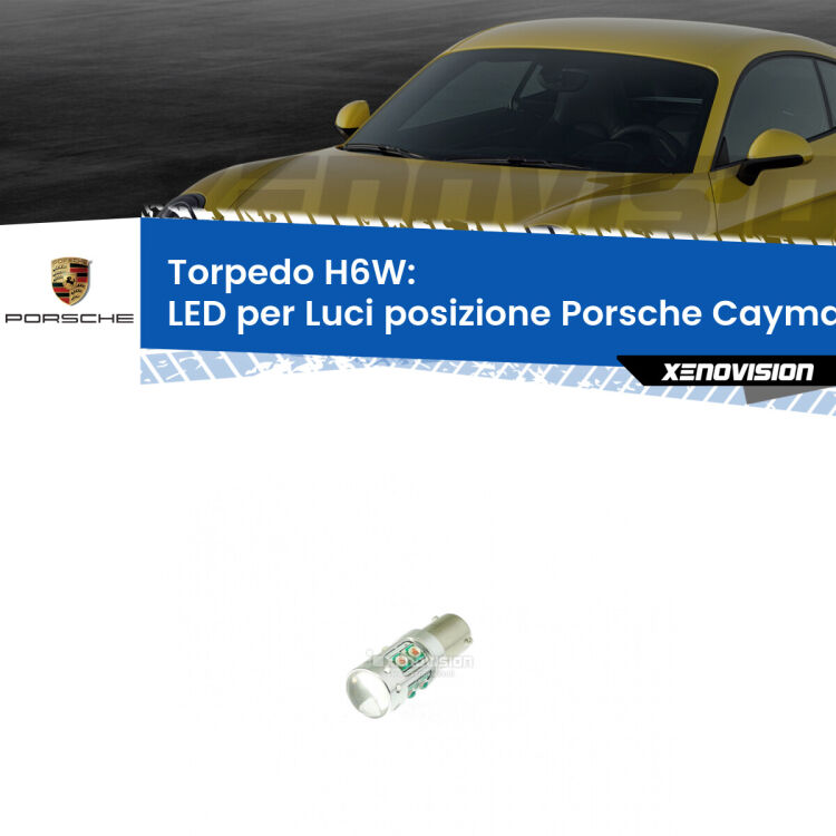 Lampadina LED H6W per <strong>luci posizione Porsche Cayman 987</strong> (modelli 2005-2008) con 10 chip Led CREE da 5W ciascuno. lluminazione poderosa a 360 gradi, luminosità incredibile. Qualità Massima Garantita.