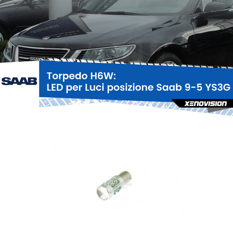 Lampadina LED H6W per <strong>luci posizione Saab 9-5 YS3G</strong> (modelli 2010-2012) con 10 chip Led CREE da 5W ciascuno. lluminazione poderosa a 360 gradi, luminosità incredibile. Qualità Massima Garantita.