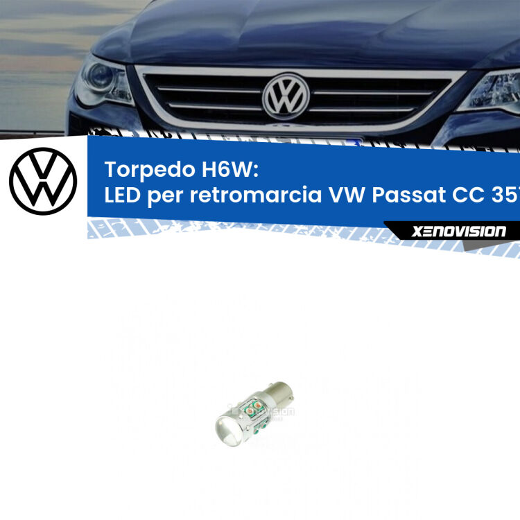 Lampadina LED H6W per <strong>retromarcia VW Passat CC 357</strong> (modelli 2008 - 2012) con 10 chip Led CREE da 5W ciascuno. lluminazione poderosa a 360 gradi, luminosità incredibile. Qualità Massima Garantita.