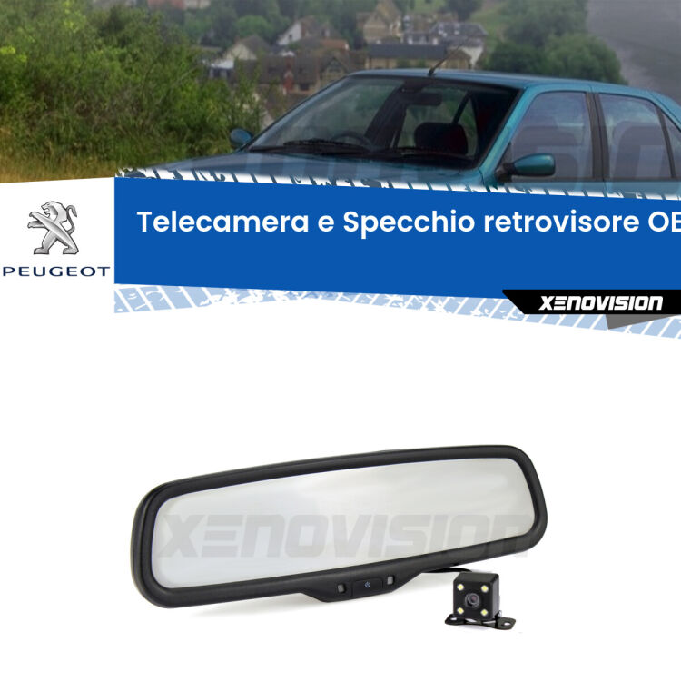 Kit Telecamera Parcheggio e Specchietto retrovisore con display invisibile incorporato per Peugeot 306 Mk2. Da spento è indistinguibile da un retrovisore originale. Con 2 ingressi video per telecamere retromarcia, l'immagine appare in un riquadro che prima era invisibile.