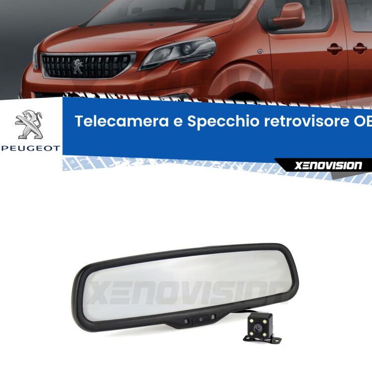 Kit Telecamera Parcheggio e Specchietto retrovisore con display invisibile per Peugeot Traveller . Spento è identico all’originale. In retromarcia, l’immagine appare in un riquadro prima invisibile