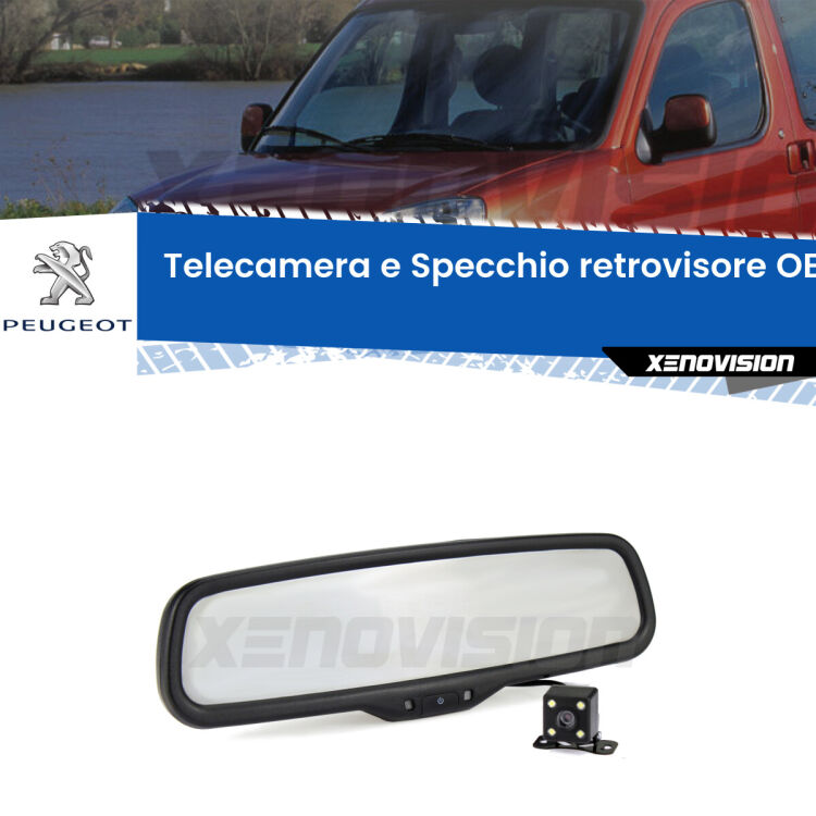 Kit Telecamera Parcheggio e Specchietto retrovisore con display invisibile per Peugeot Partner Mk2. Spento è identico all’originale. In retromarcia, l’immagine appare in un riquadro prima invisibile