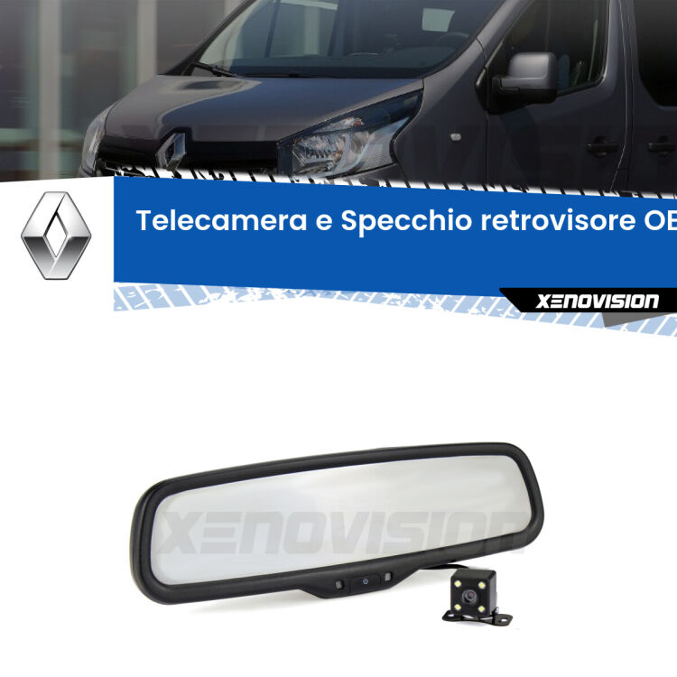 Kit Telecamera Parcheggio e Specchietto retrovisore con display invisibile per Renault Trafic II X83. Spento è identico all’originale. In retromarcia, l’immagine appare in un riquadro prima invisibile