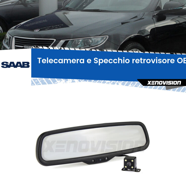 Kit Telecamera Parcheggio e Specchietto retrovisore con display invisibile incorporato per Saab 9-5 YS3G. Da spento è indistinguibile da un retrovisore originale. Con 2 ingressi video per telecamere retromarcia, l'immagine appare in un riquadro che prima era invisibile.