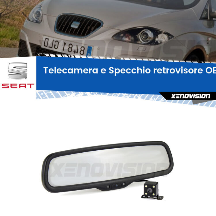 Kit Telecamera Parcheggio e Specchietto retrovisore con display invisibile incorporato per Seat Altea . Da spento è indistinguibile da un retrovisore originale. Con 2 ingressi video per telecamere retromarcia, l'immagine appare in un riquadro che prima era invisibile.