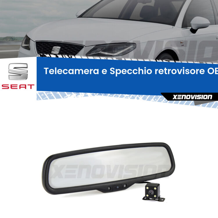 Kit Telecamera Parcheggio e Specchietto retrovisore con display invisibile incorporato per Seat Exeo 3R2. Da spento è indistinguibile da un retrovisore originale. Con 2 ingressi video per telecamere retromarcia, l'immagine appare in un riquadro che prima era invisibile.