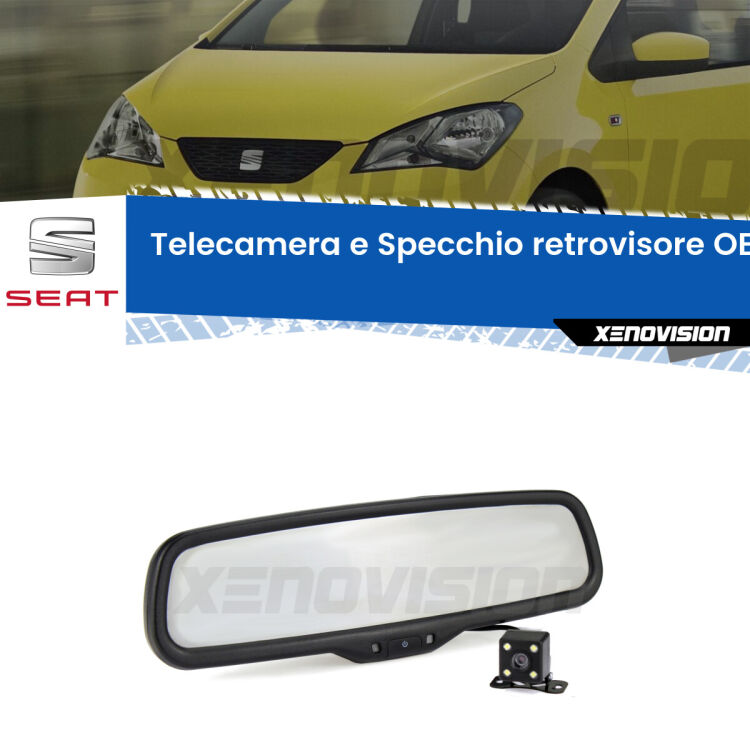 Kit Telecamera Parcheggio e Specchietto retrovisore con display invisibile incorporato per Seat MII . Da spento è indistinguibile da un retrovisore originale. Con 2 ingressi video per telecamere retromarcia, l'immagine appare in un riquadro che prima era invisibile.