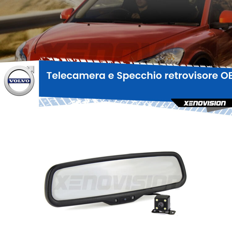 Kit Telecamera Parcheggio e Specchietto retrovisore con display invisibile incorporato per Volvo C30 533. Da spento è indistinguibile da un retrovisore originale. Con 2 ingressi video per telecamere retromarcia, l'immagine appare in un riquadro che prima era invisibile.